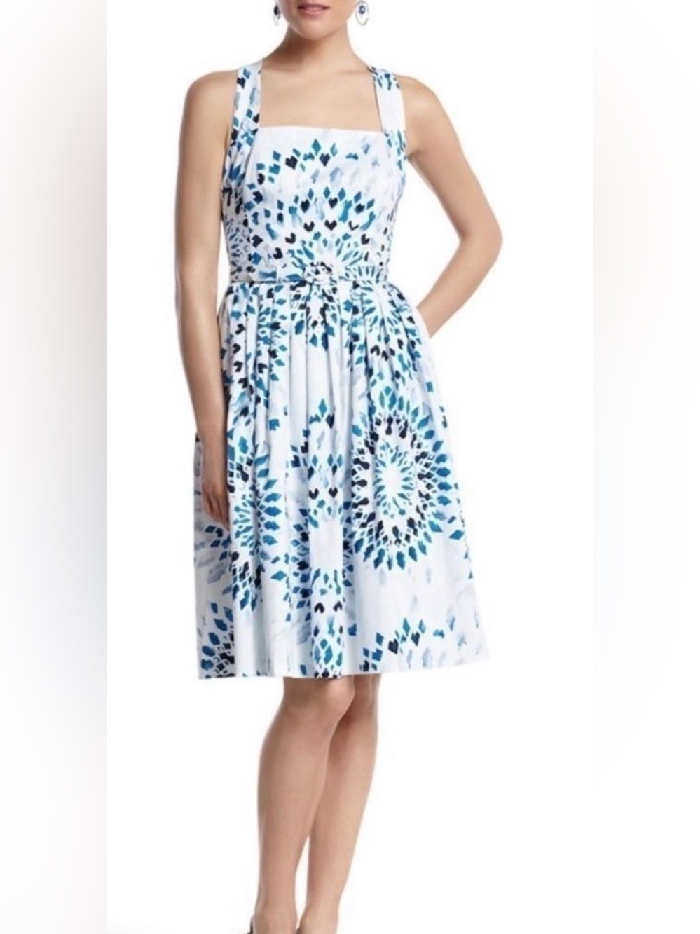 White House Black Market White Dress with Kaleidoscope Print 10